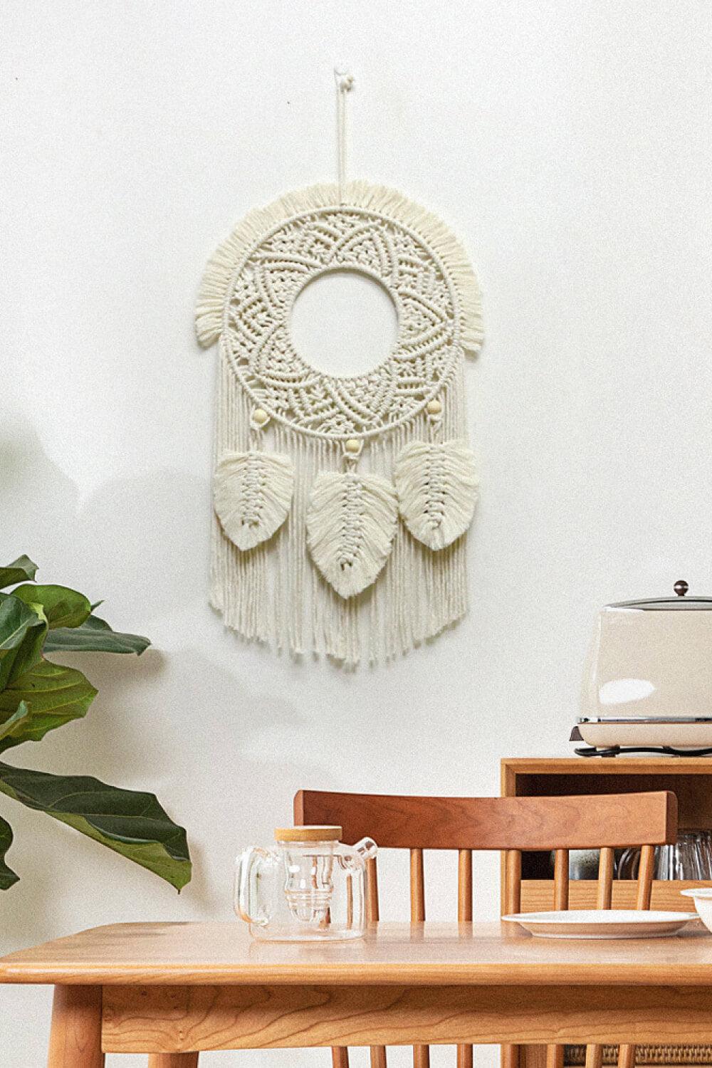 Hand-Woven Fringe Macrame Wall Hanging BLUE ZONE PLANET