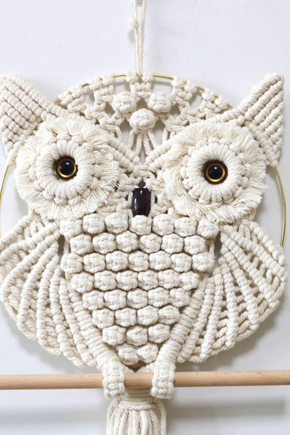 Hand-Woven Owl Macrame Wall Hanging BLUE ZONE PLANET