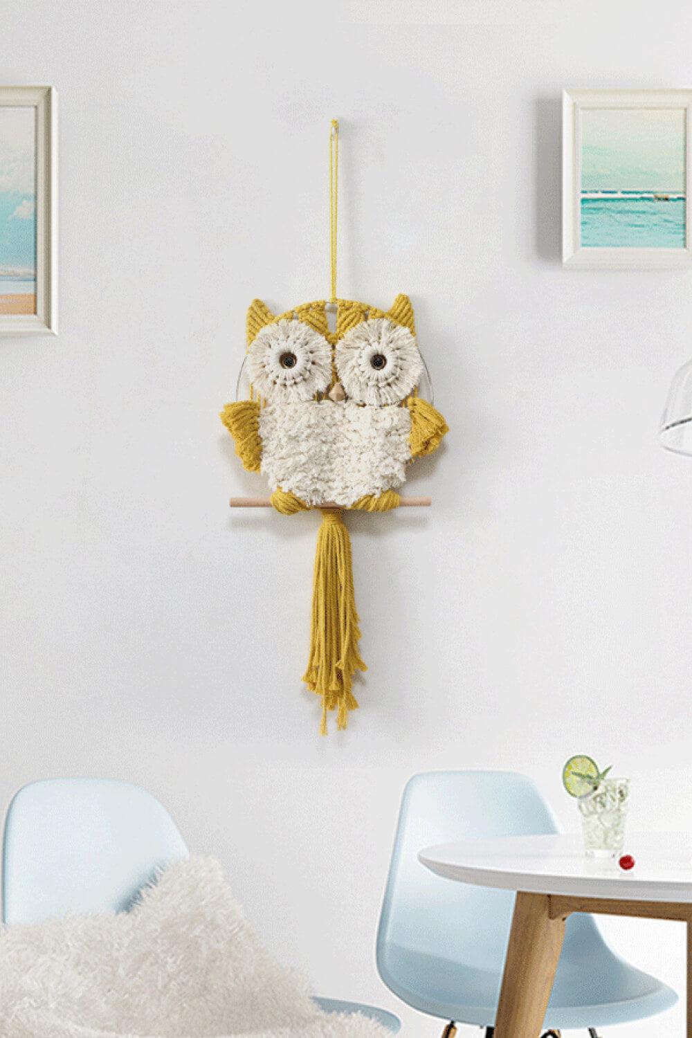 Hand-Woven Tassel Owl Macrame Wall Hanging BLUE ZONE PLANET