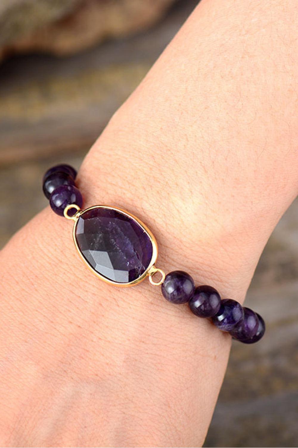 Handmade Amethyst Beaded Bracelet BLUE ZONE PLANET