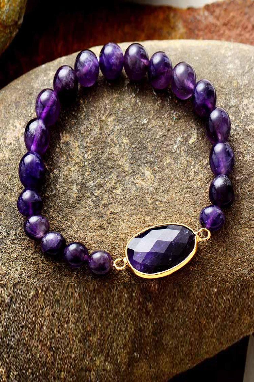 Handmade Amethyst Beaded Bracelet BLUE ZONE PLANET