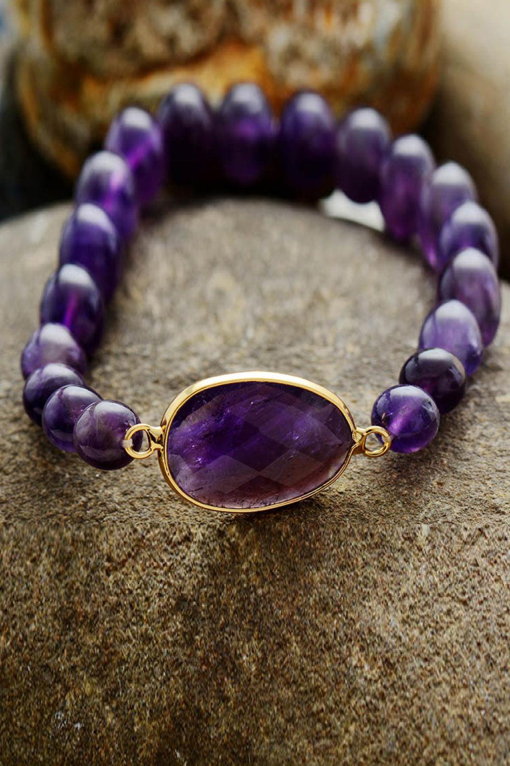 Handmade Amethyst Beaded Bracelet BLUE ZONE PLANET