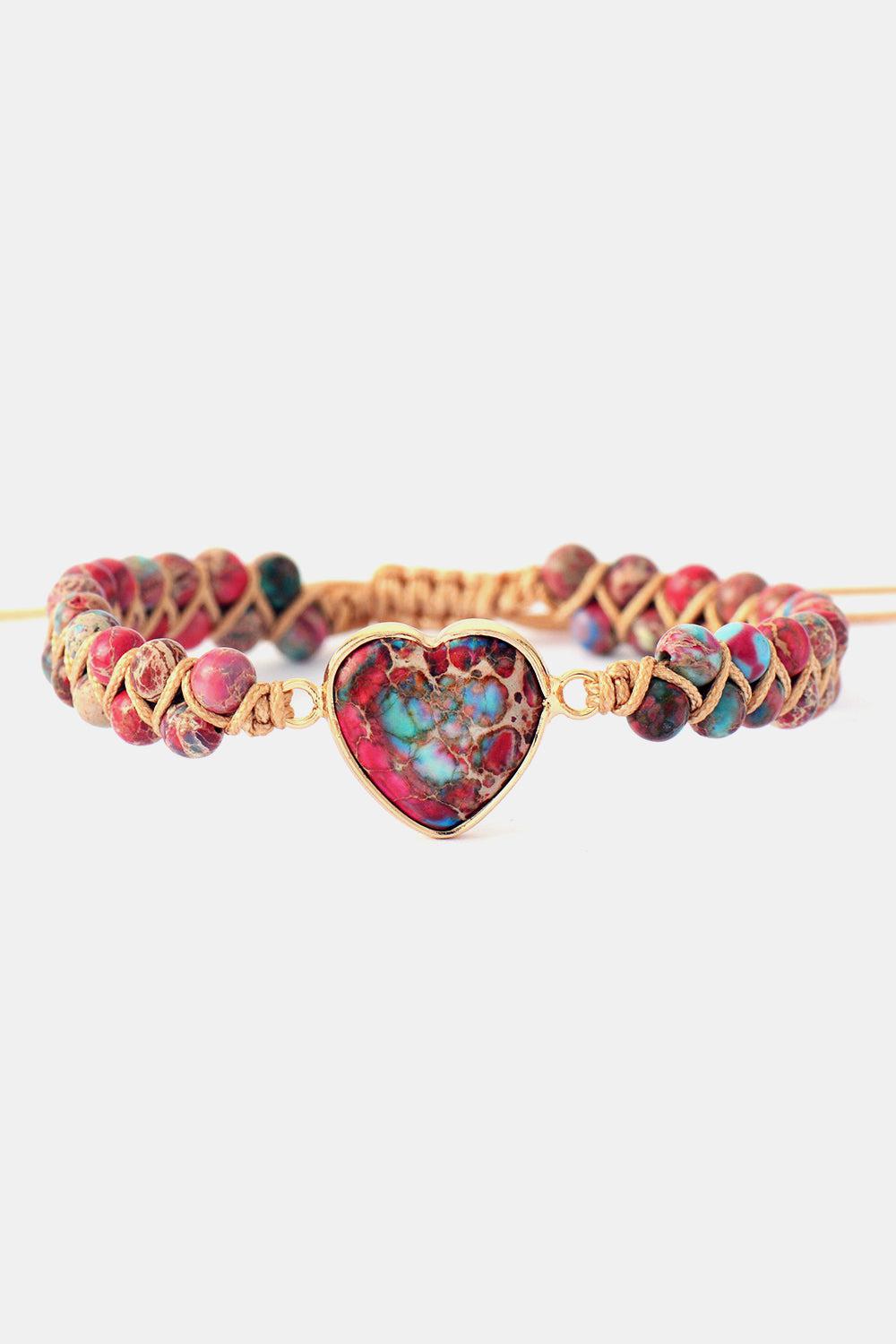 Handmade Heart Shape Natural Stone Bracelet BLUE ZONE PLANET