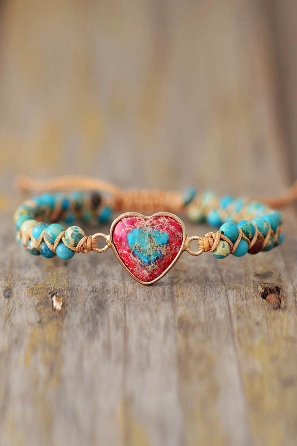 Handmade Heart Shape Natural Stone Bracelet BLUE ZONE PLANET