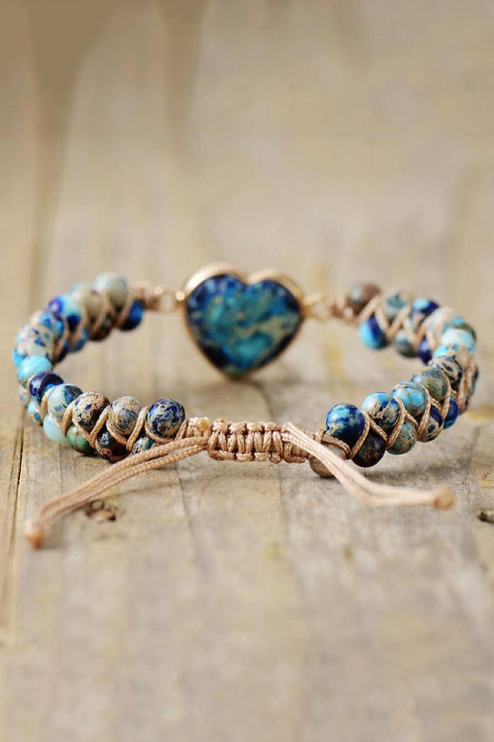 Handmade Heart Shape Natural Stone Bracelet BLUE ZONE PLANET
