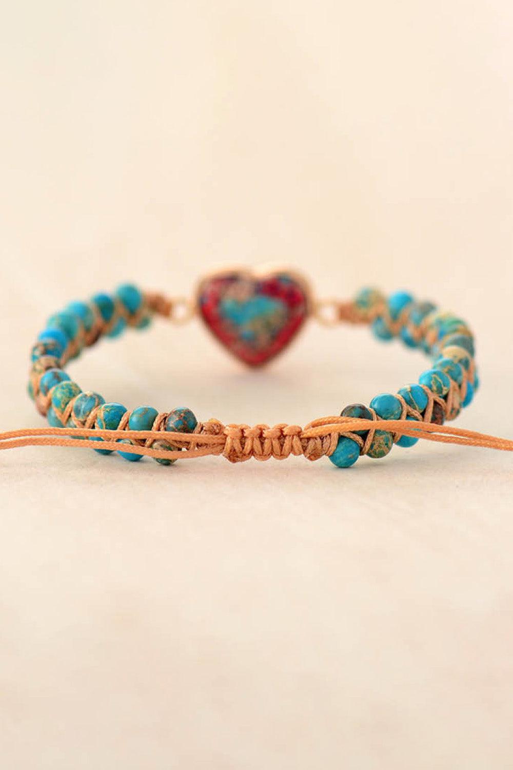 Handmade Heart Shape Natural Stone Bracelet BLUE ZONE PLANET