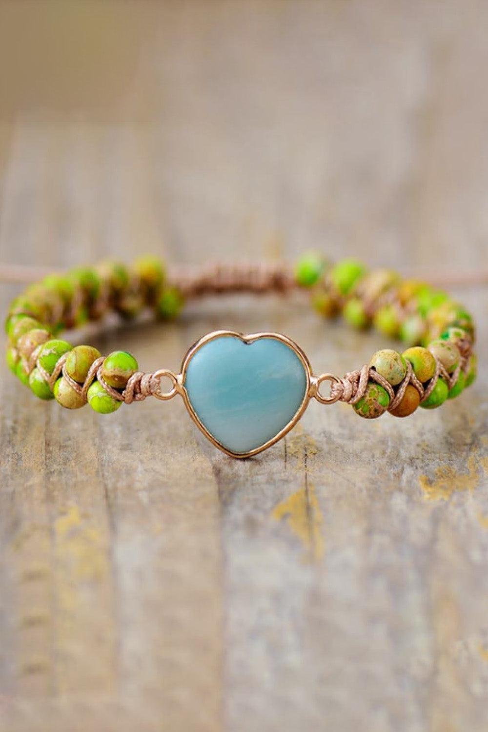 Handmade Heart Shape Natural Stone Bracelet BLUE ZONE PLANET