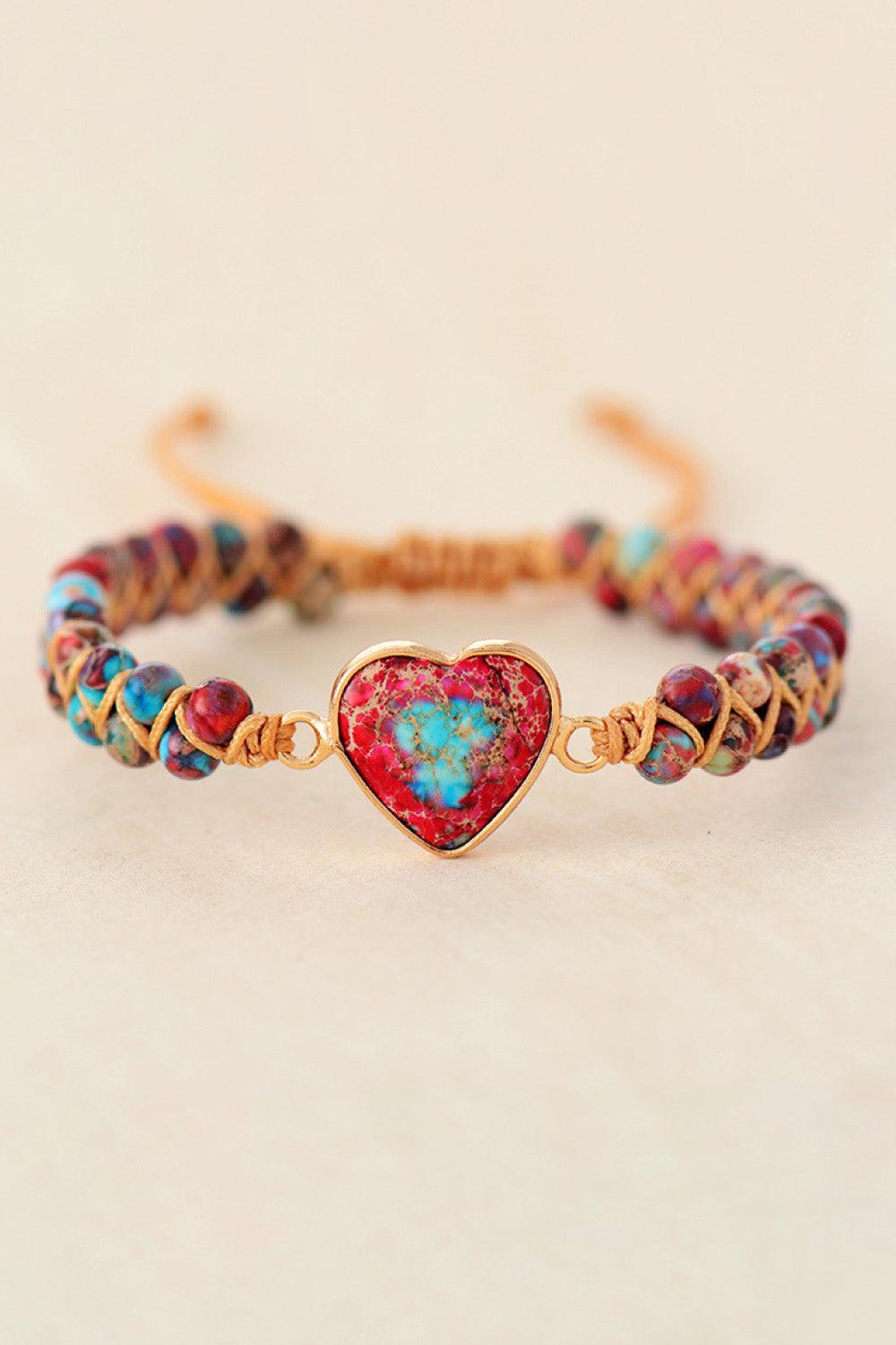 Handmade Heart Shape Natural Stone Bracelet BLUE ZONE PLANET