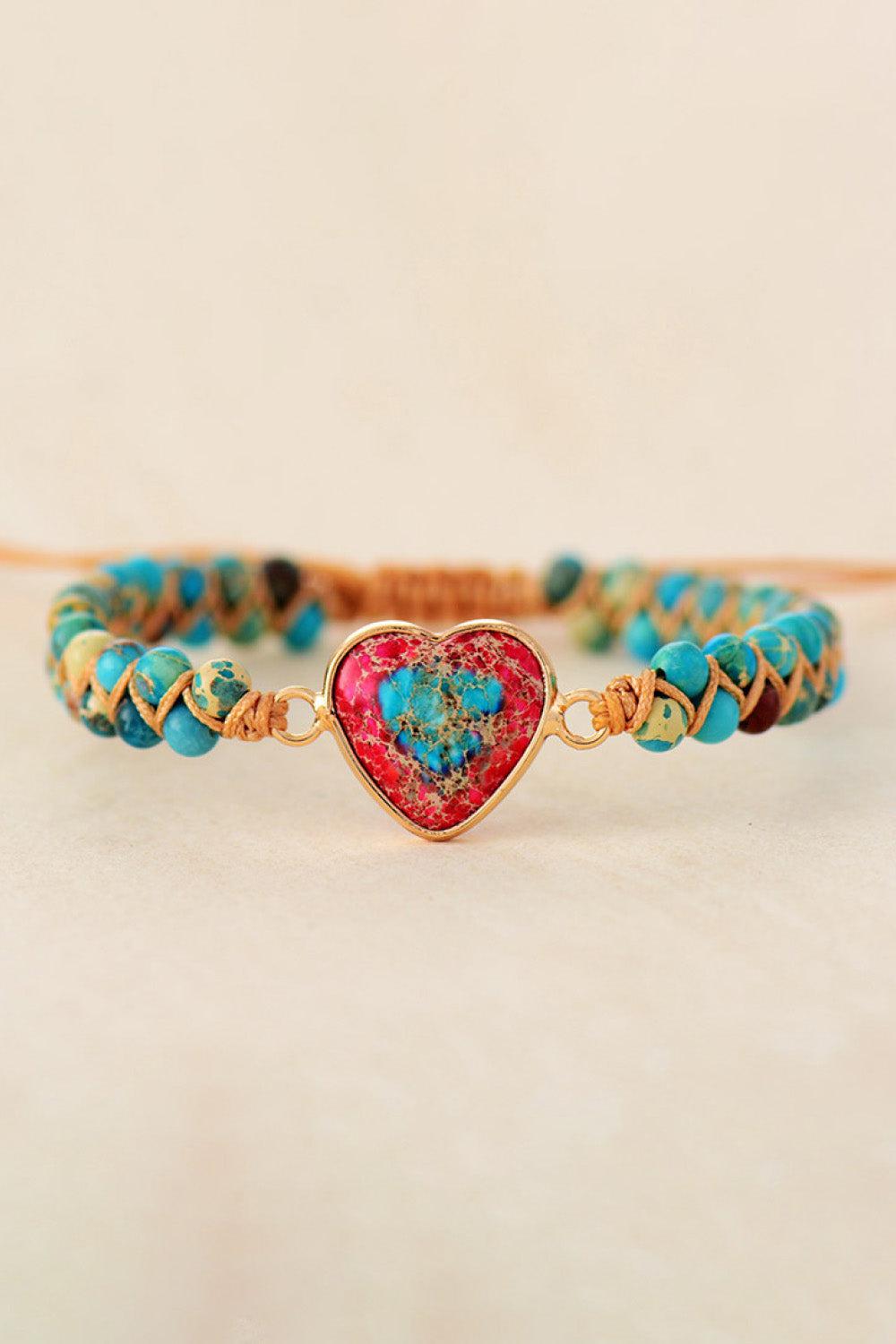 Handmade Heart Shape Natural Stone Bracelet BLUE ZONE PLANET