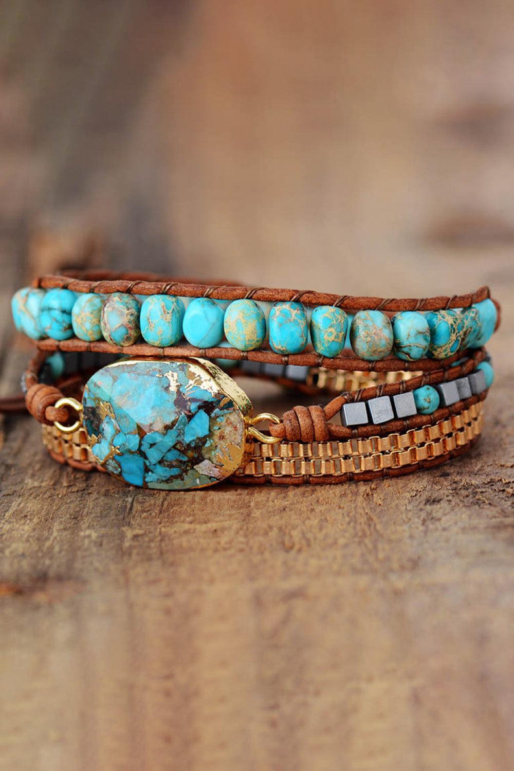 Handmade Natural Stone Copper Bracelet BLUE ZONE PLANET