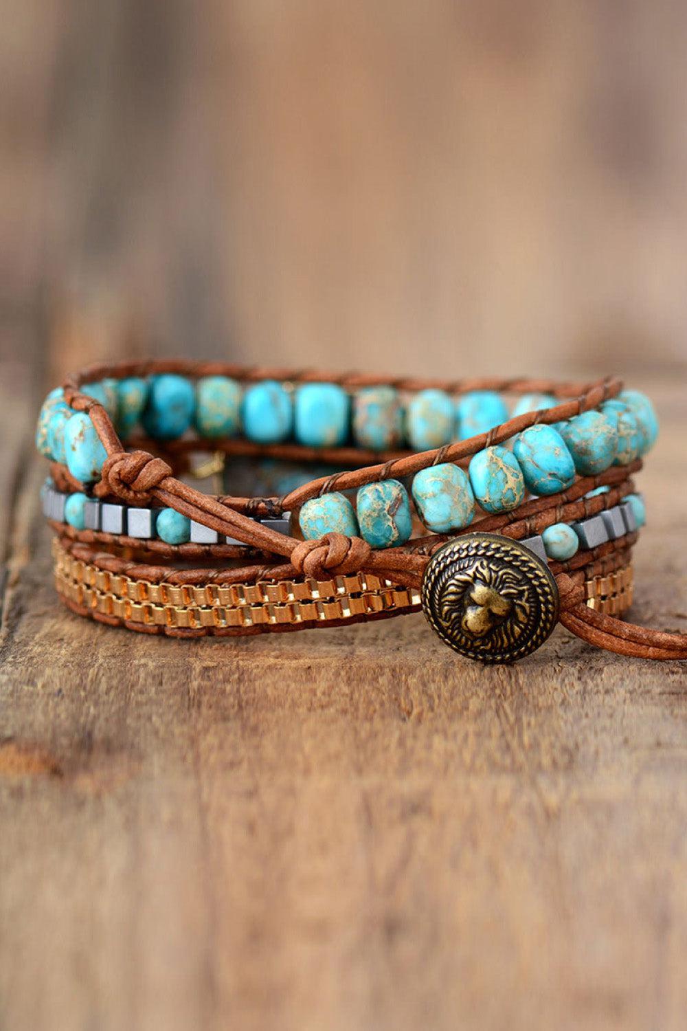 Handmade Natural Stone Copper Bracelet BLUE ZONE PLANET