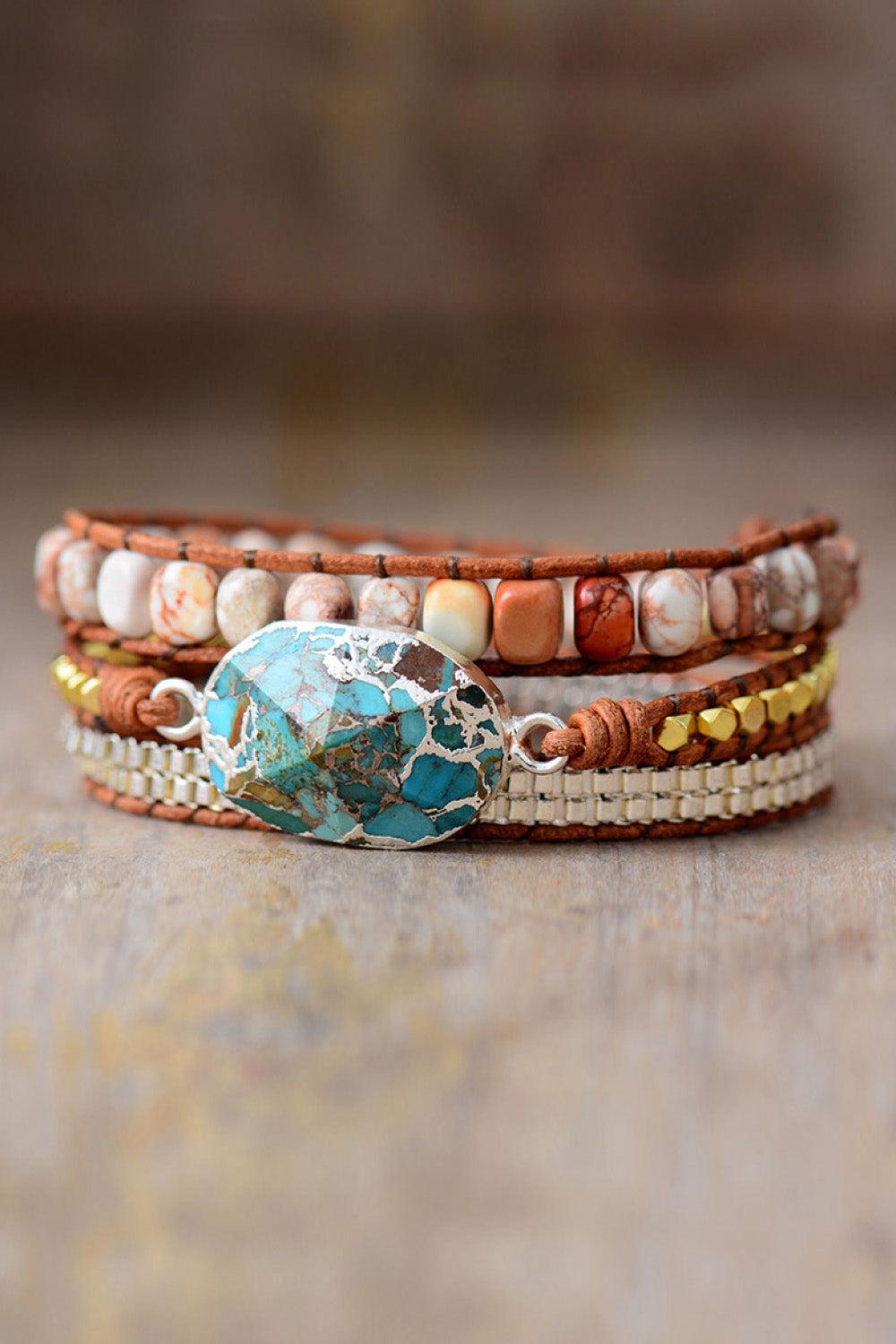 Handmade Natural Stone Copper Bracelet BLUE ZONE PLANET