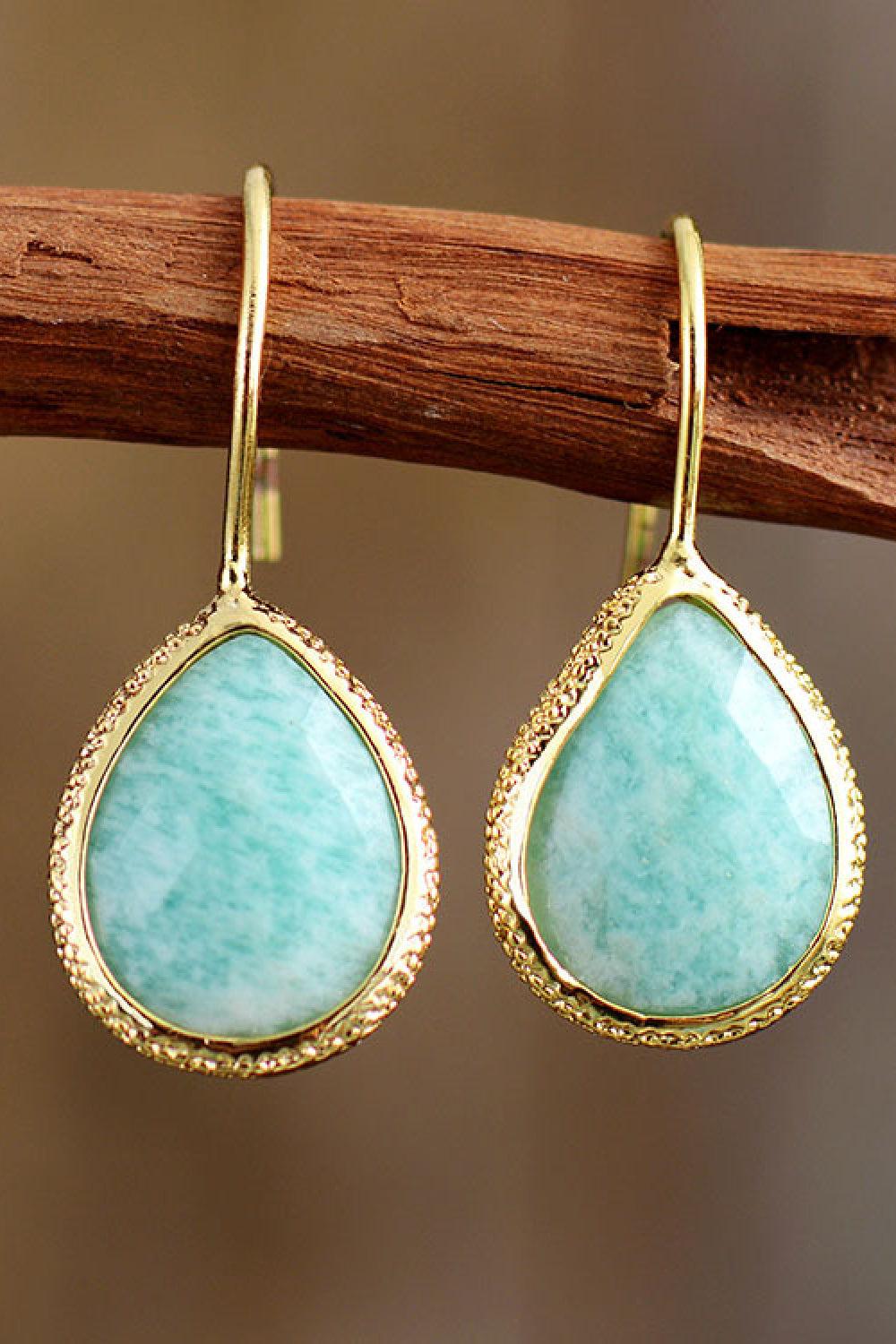 Handmade Natural Stone Teardrop Earrings BLUE ZONE PLANET