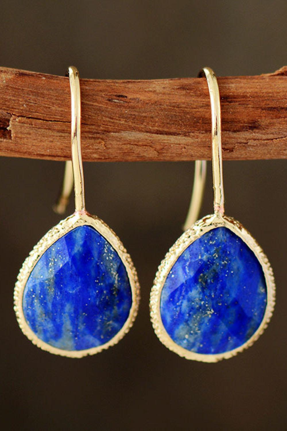 Handmade Natural Stone Teardrop Earrings BLUE ZONE PLANET