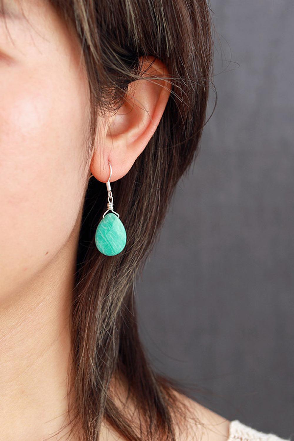 Handmade Natural Stone Teardrop Earrings BLUE ZONE PLANET