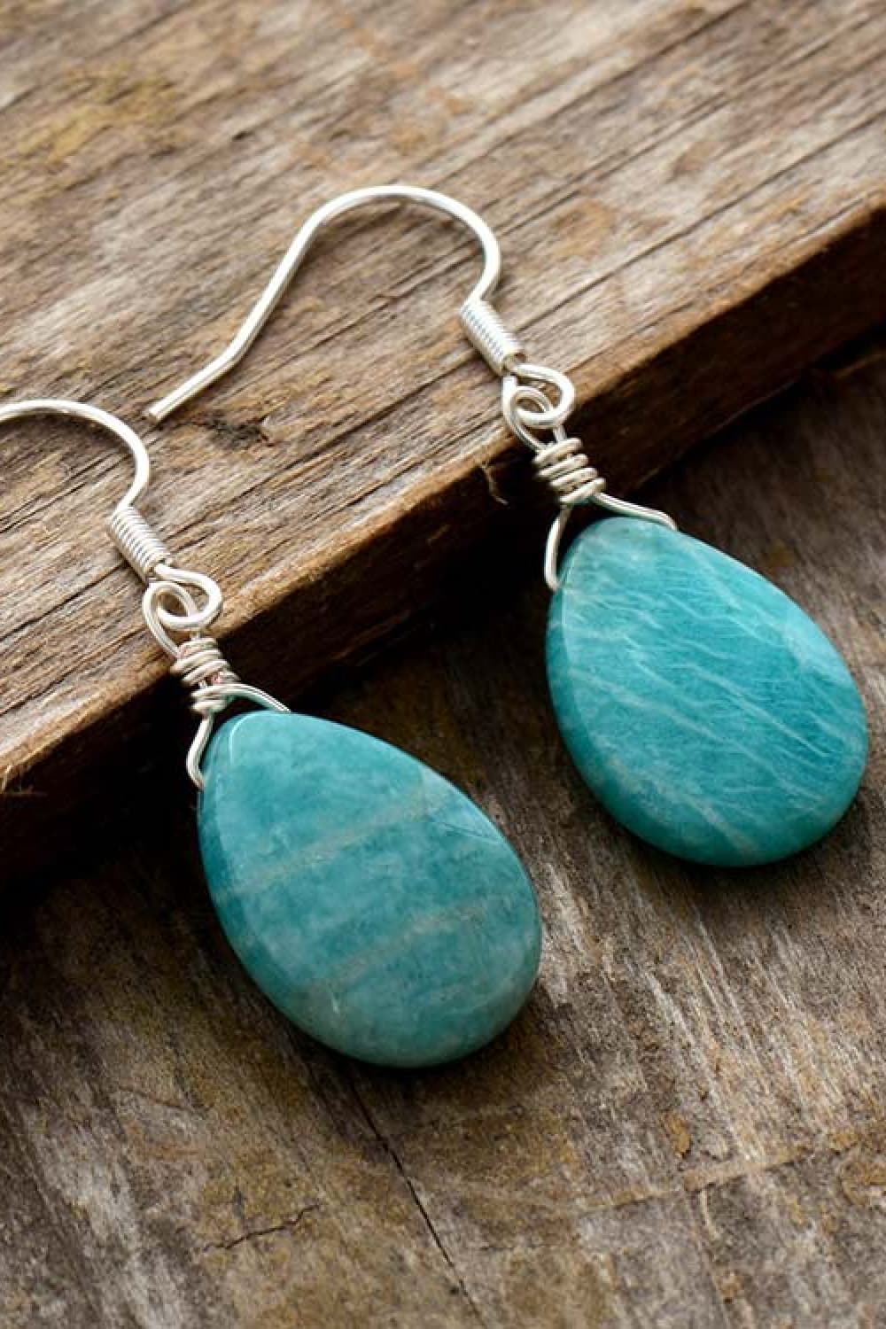 Handmade Natural Stone Teardrop Earrings BLUE ZONE PLANET