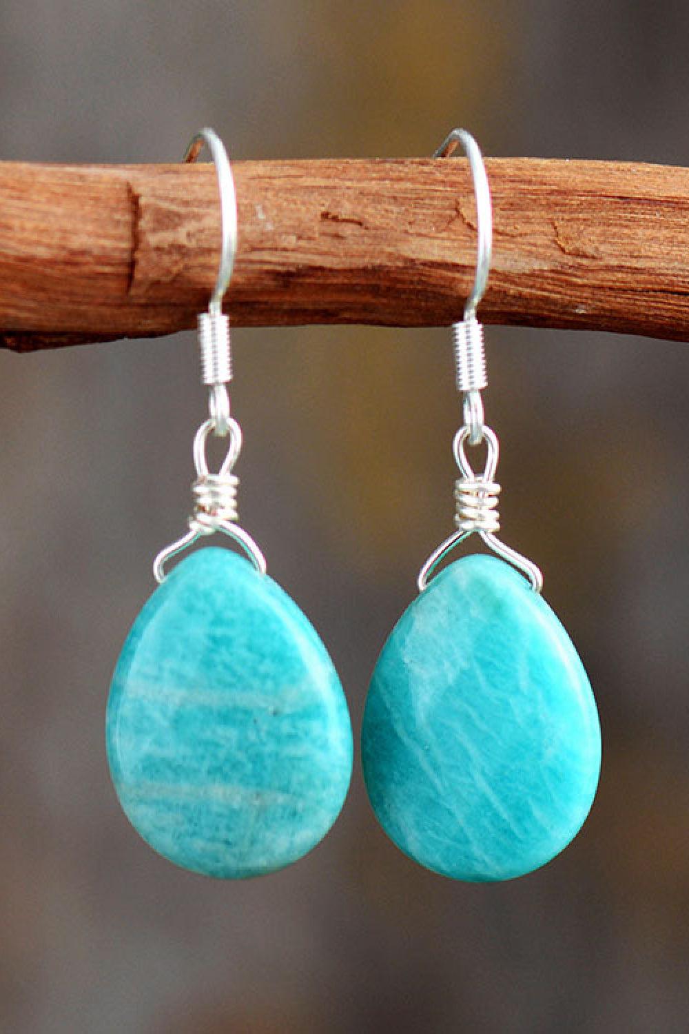 Handmade Natural Stone Teardrop Earrings BLUE ZONE PLANET