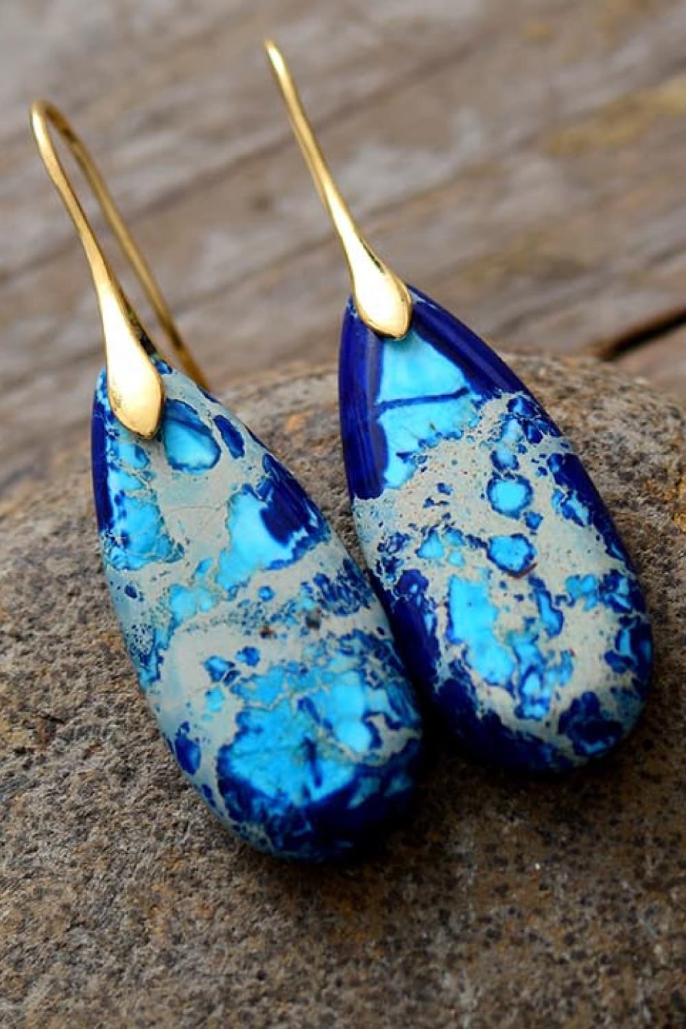 Handmade Teardrop Shape Natural Stone Dangle Earrings BLUE ZONE PLANET