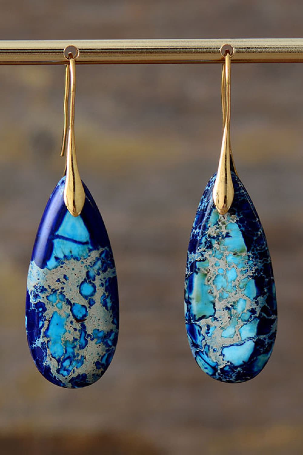 Handmade Teardrop Shape Natural Stone Dangle Earrings BLUE ZONE PLANET