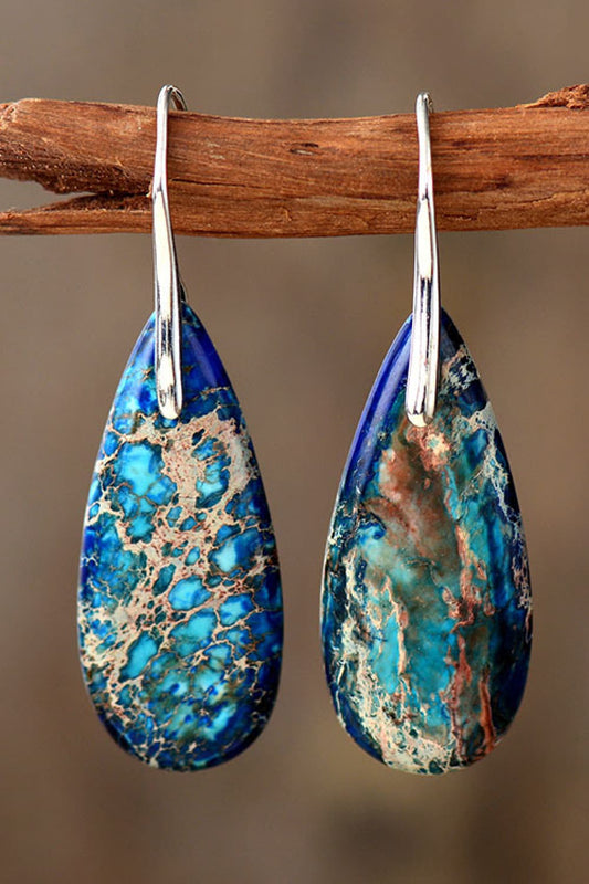 Handmade Teardrop Shape Natural Stone Dangle Earrings BLUE ZONE PLANET