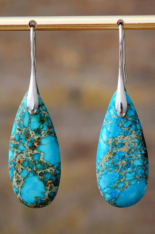 Handmade Teardrop Shape Natural Stone Dangle Earrings BLUE ZONE PLANET