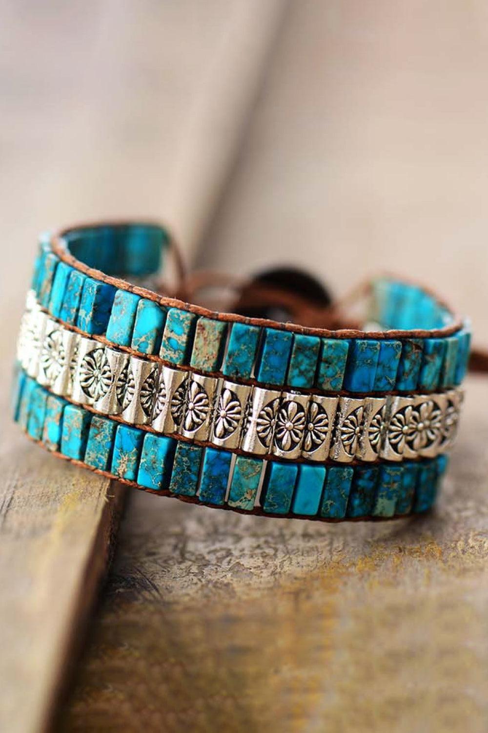 Handmade Triple Layer Natural Stone Bracelet BLUE ZONE PLANET