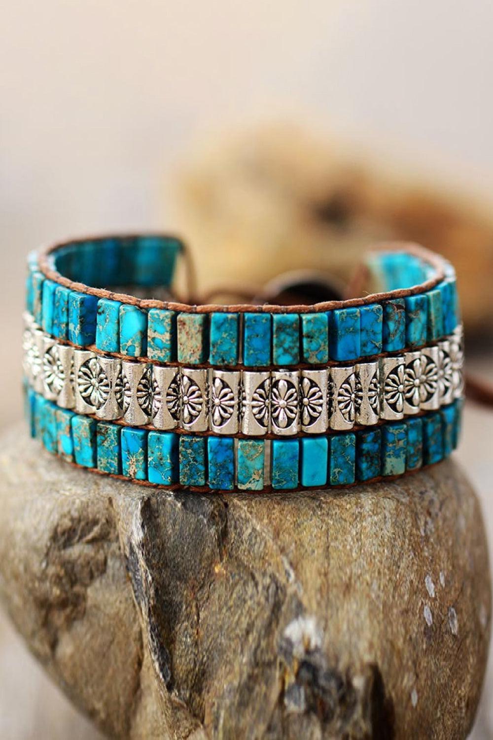 Handmade Triple Layer Natural Stone Bracelet BLUE ZONE PLANET