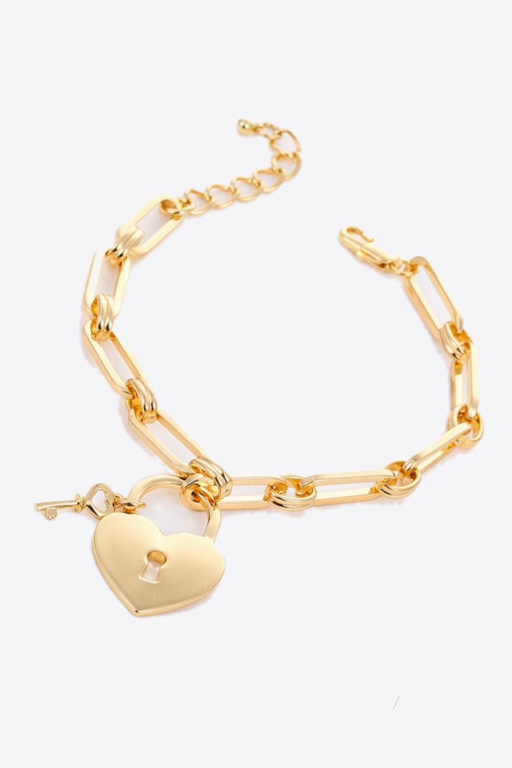 Heart Lock Charm Chain Bracelet BLUE ZONE PLANET