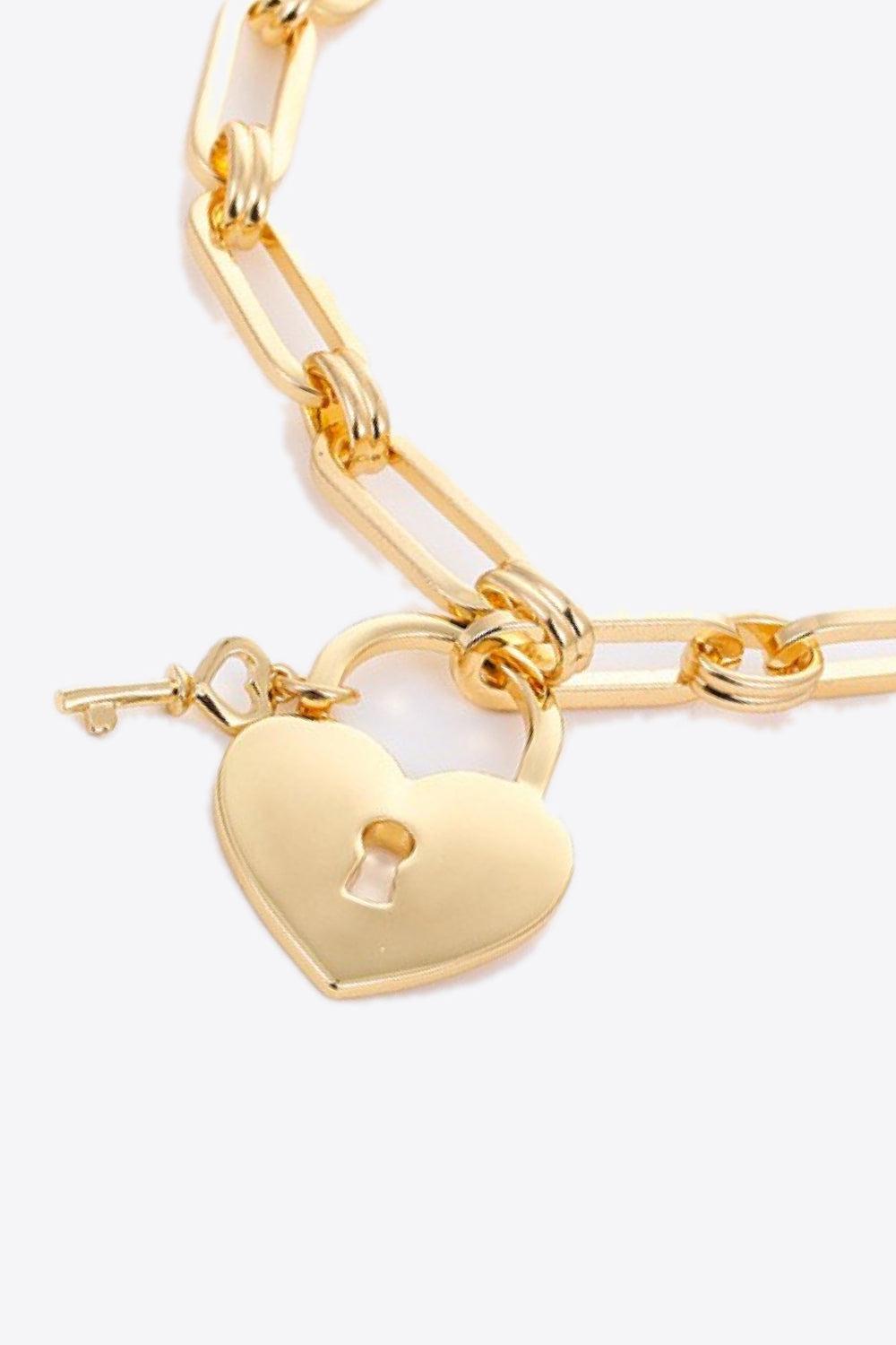 Heart Lock Charm Chain Bracelet BLUE ZONE PLANET