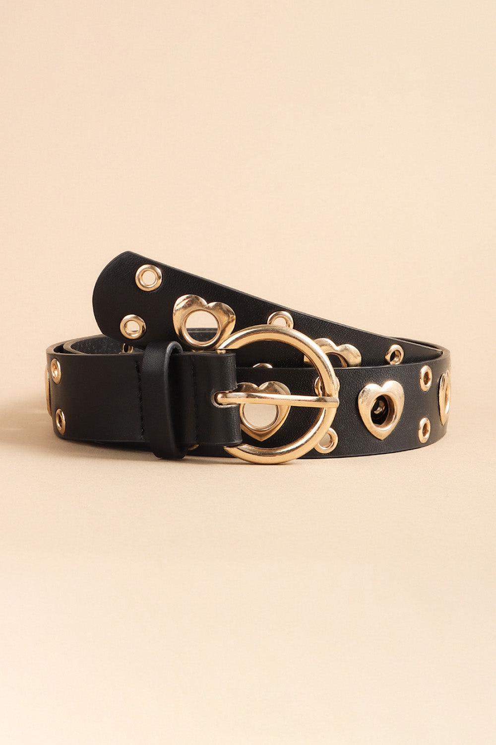 Heart Shape Alloy Detail PU Leather Belt BLUE ZONE PLANET