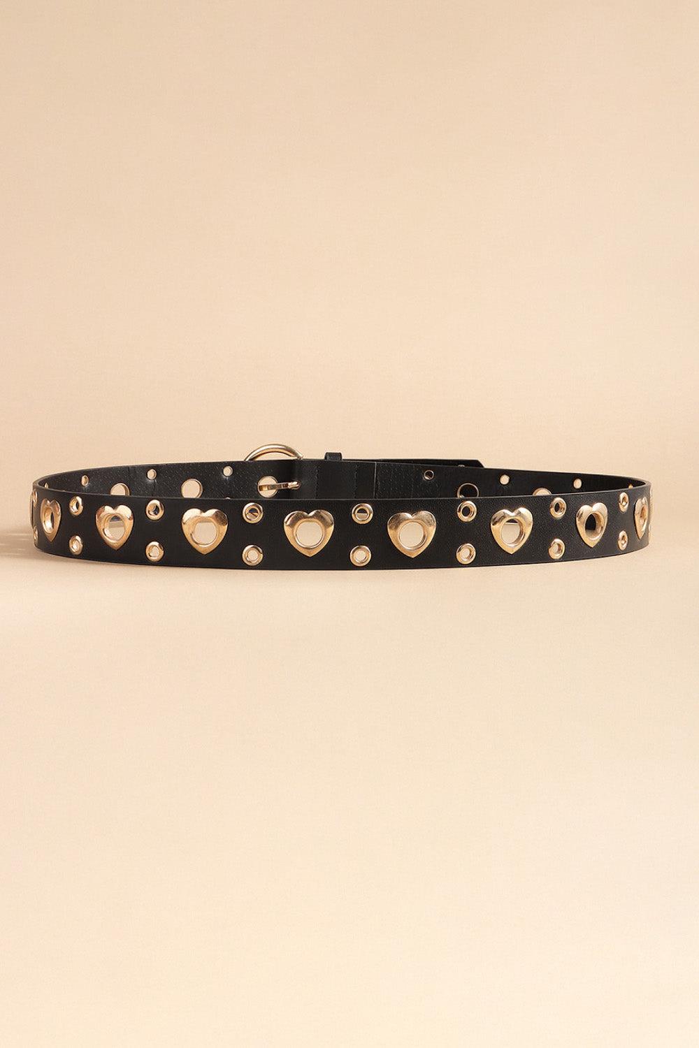 Heart Shape Alloy Detail PU Leather Belt BLUE ZONE PLANET