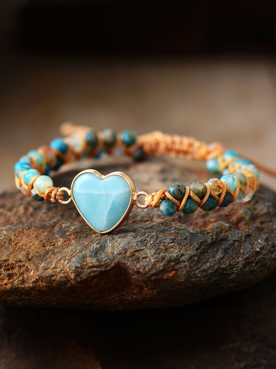 Heart Shape Beaded Bracelet BLUE ZONE PLANET