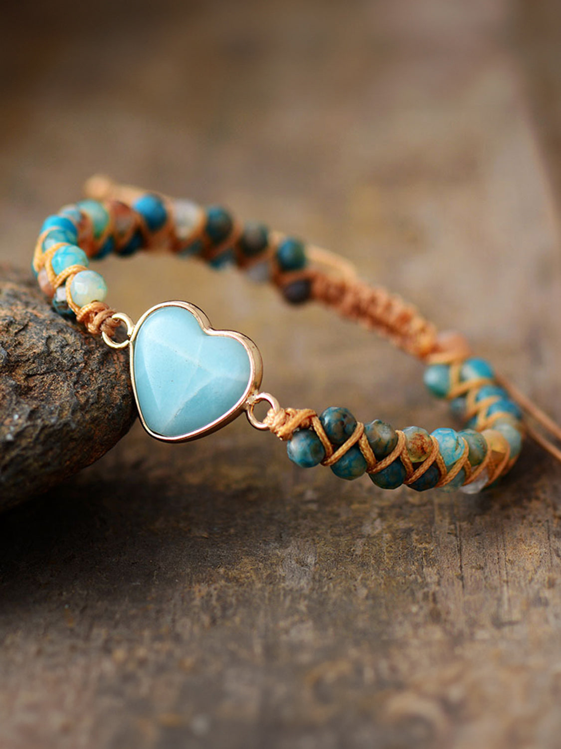 Heart Shape Beaded Bracelet BLUE ZONE PLANET