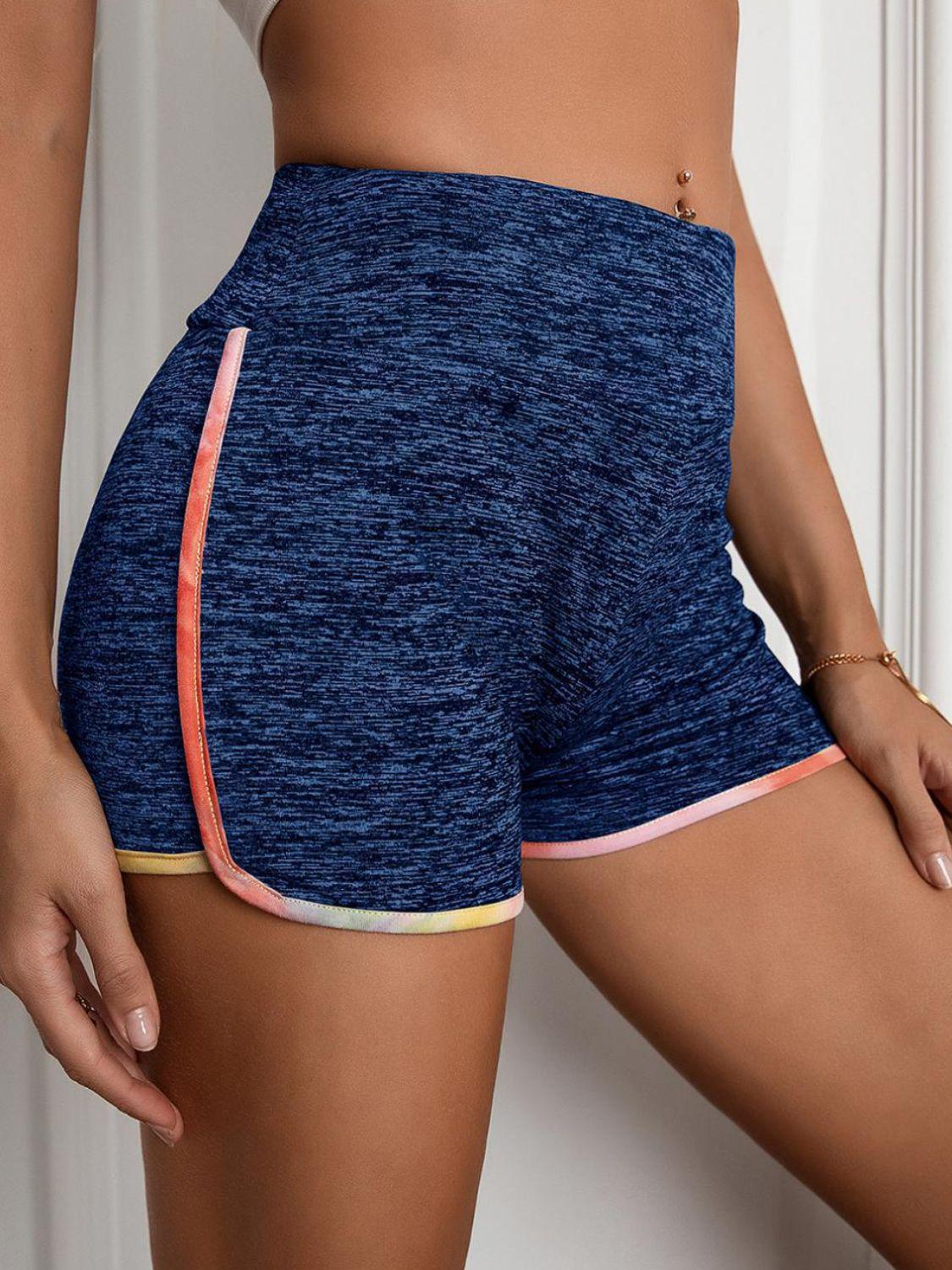 Heathered Wide Waistband Shorts BLUE ZONE PLANET