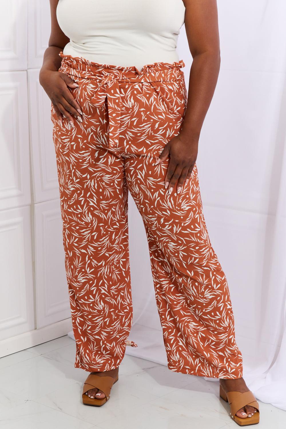 Heimish Right Angle Full Size Geometric Printed Pants in Red Orange BLUE ZONE PLANET