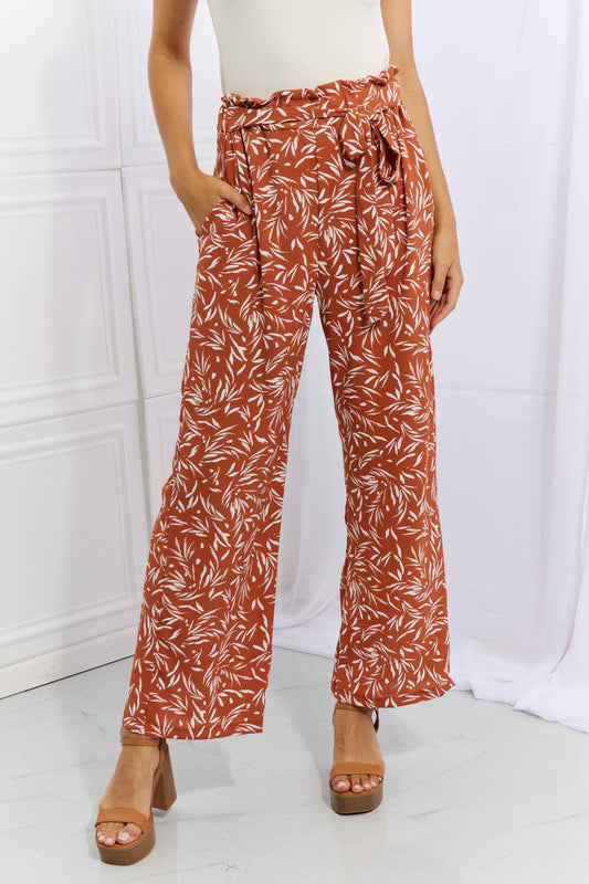 Heimish Right Angle Full Size Geometric Printed Pants in Red Orange BLUE ZONE PLANET