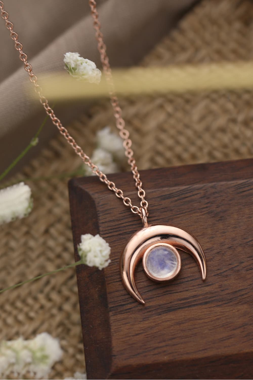 High Quality Natural Moonstone Moon Pendant 925 Sterling Silver Necklace BLUE ZONE PLANET
