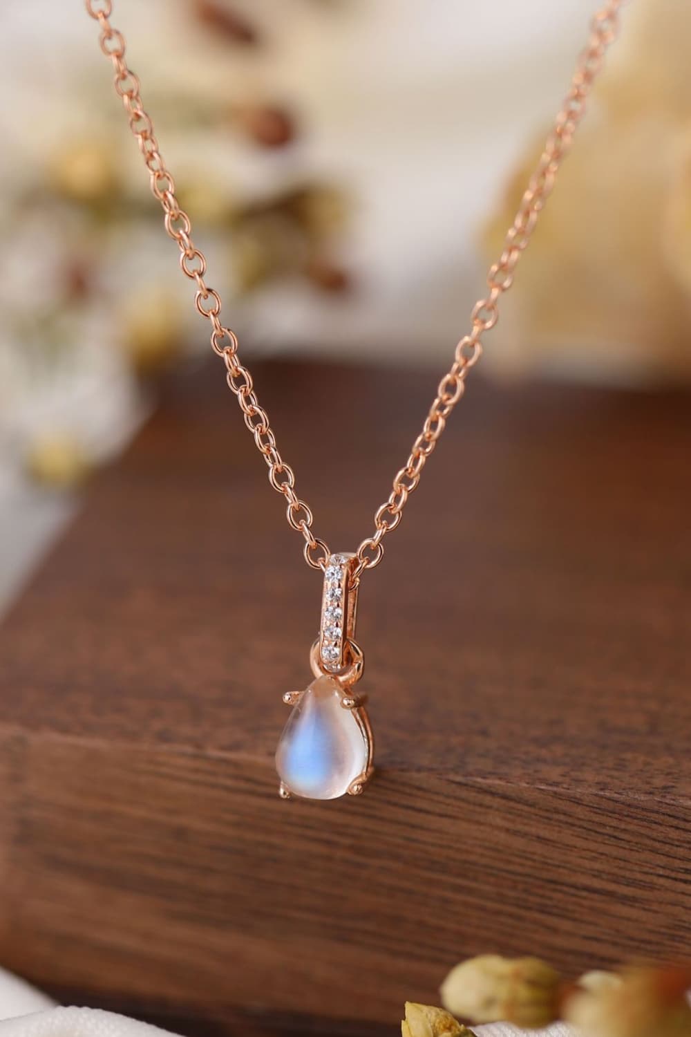 High Quality Natural Moonstone Teardrop Pendant 925 Sterling Silver Necklace BLUE ZONE PLANET
