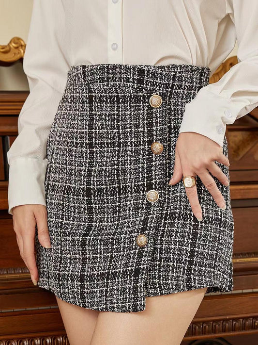 High Waist Buttoned Mini Skirt BLUE ZONE PLANET