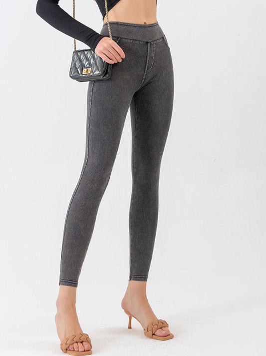 High Waist Cropped Active Leggings BLUE ZONE PLANET