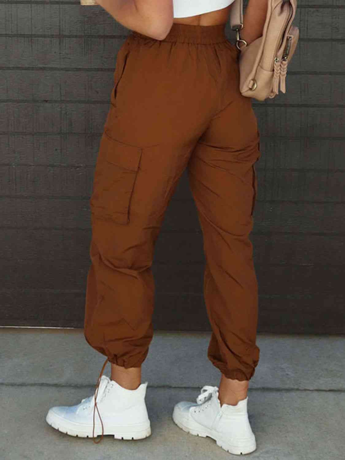 High Waist Drawstring Pants with Pockets BLUE ZONE PLANET