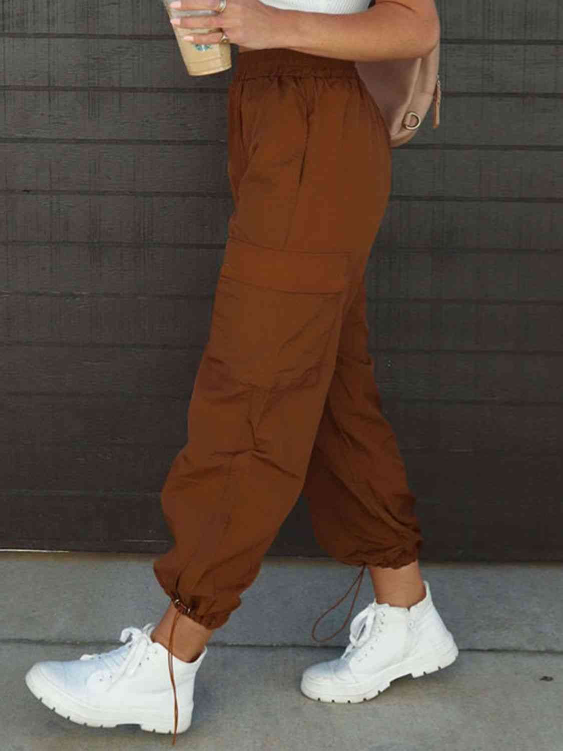 High Waist Drawstring Pants with Pockets BLUE ZONE PLANET