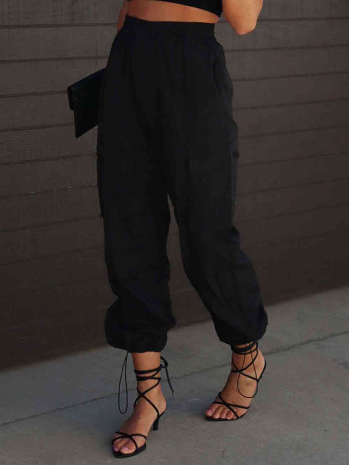 High Waist Drawstring Pants with Pockets BLUE ZONE PLANET