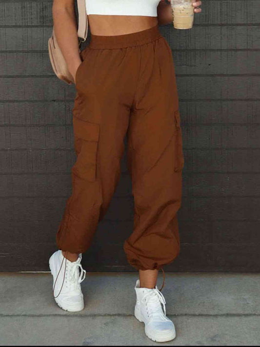 High Waist Drawstring Pants with Pockets BLUE ZONE PLANET