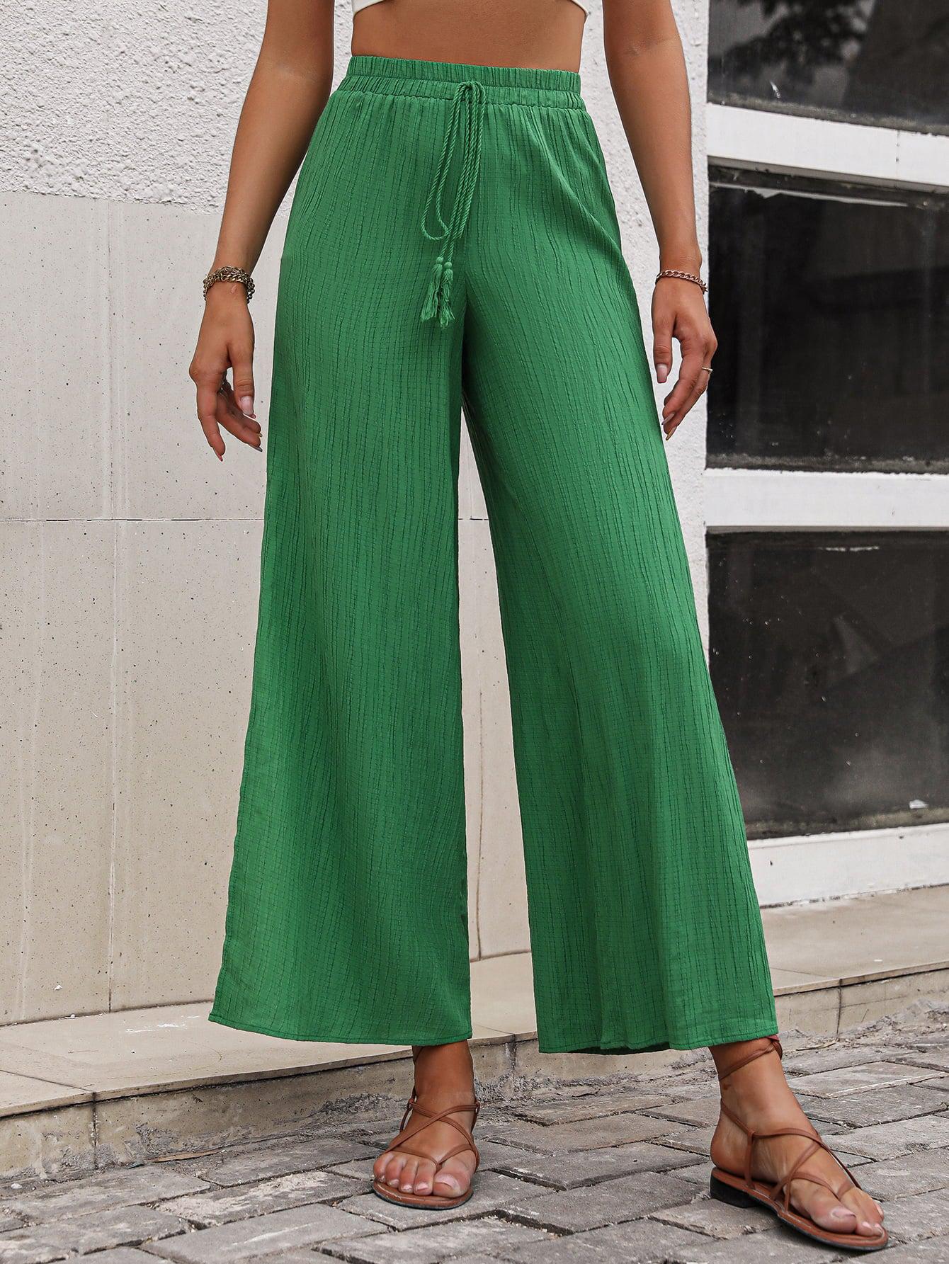 High Waist Slit Wide Leg Pants BLUE ZONE PLANET