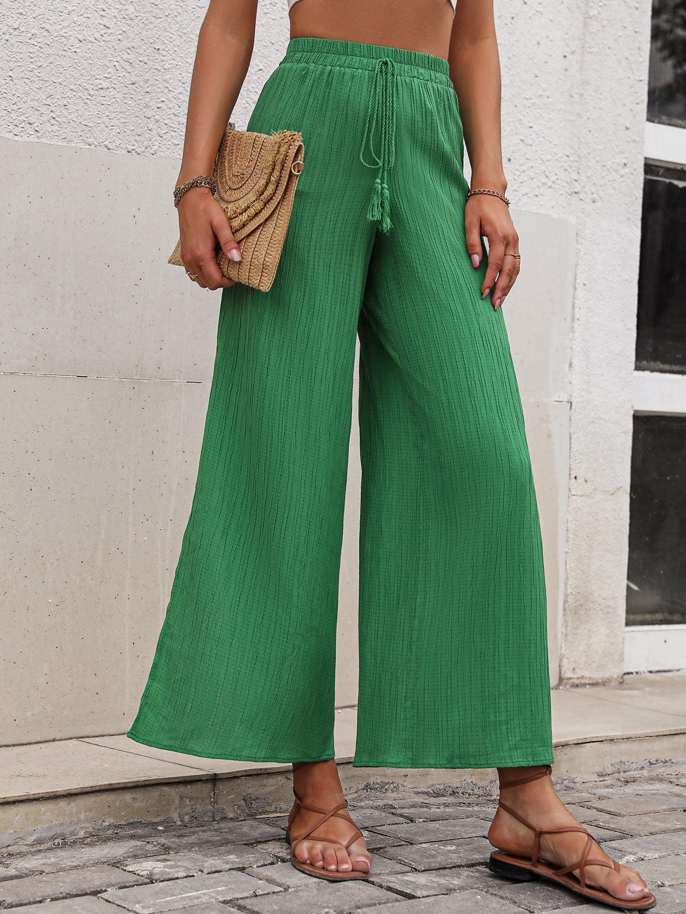 High Waist Slit Wide Leg Pants BLUE ZONE PLANET