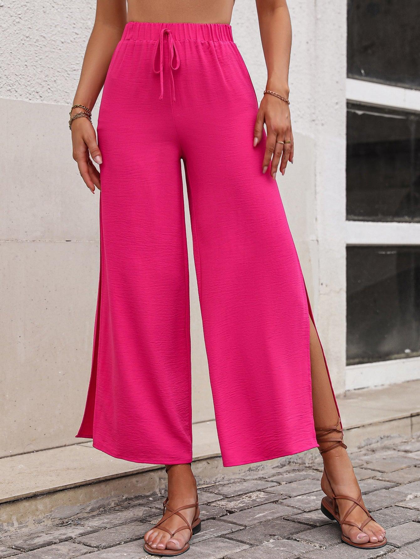 High Waist Slit Wide Leg Pants BLUE ZONE PLANET