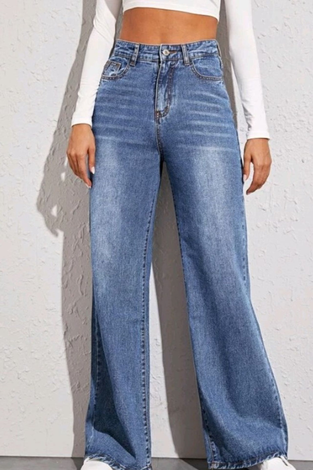 High Waist Wide Leg Jeans BLUE ZONE PLANET