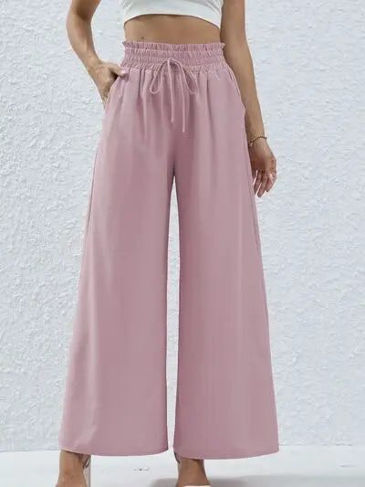 High Waist Wide Leg Pants with Pockets Trendsi