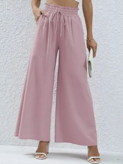 High Waist Wide Leg Pants with Pockets Trendsi